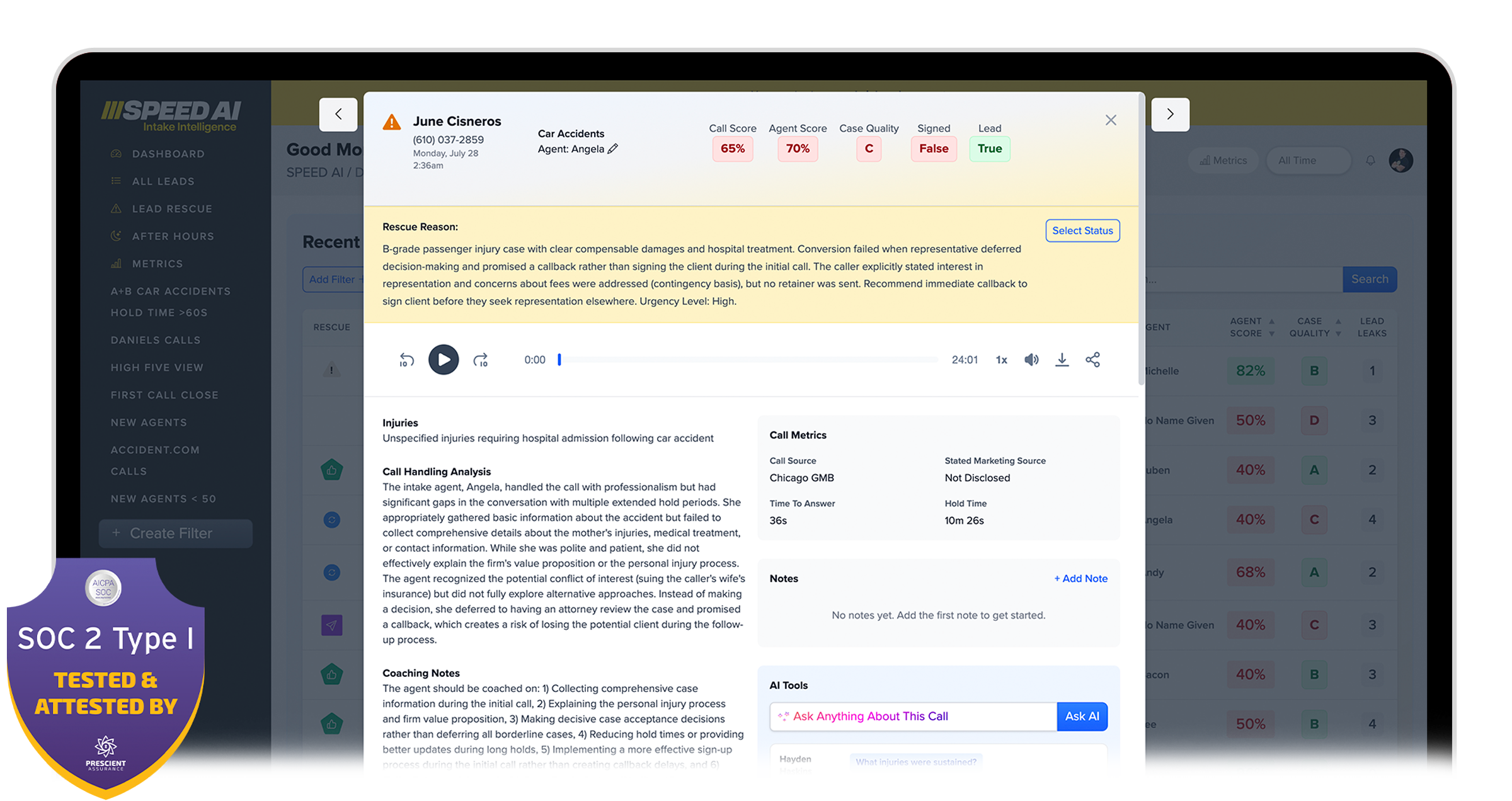 Screenshot of AI-Powered Legal Intake Software SPEED AI